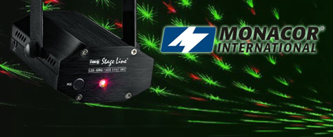 Miniaturowy laser dyskotekowy firmy Monacor: LSE-10RG