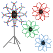 EVOLIGHTS VORTEX RETRO ruchomy efekt oświetleniowy DMX LED rotacja 360° 576x0,3W RGB SMD 5050 efekt tła 2x uchwyt montażowy omega - zdjęcie 1