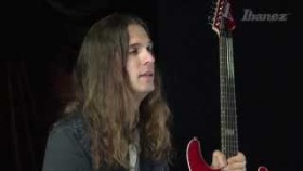 Kiko Loureiro and his new signature Ibanez guitar, the KIKO10P